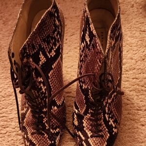 Zara Snake Print Lace-Up Boots